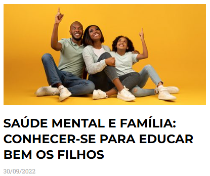 Capa da coluna sobre saúde mental familiar e educação de filhos.